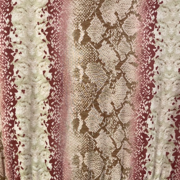 Porter XL Midi Dress Pink Snake Print Long Sleeve Pleated Skirt Boho Cottagecore - Picture 12 of 12